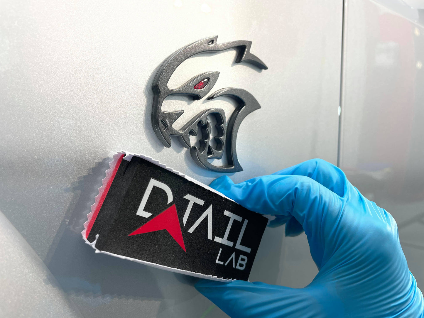 Ceramic Coating Application block and micro-suede swatch