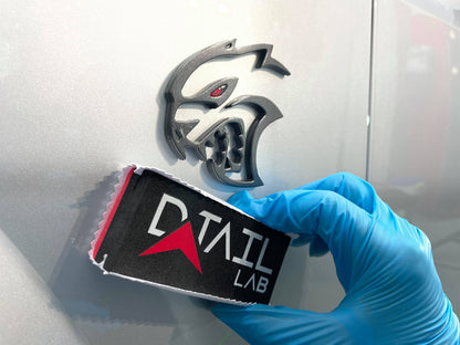 Ceramic Coating Application block and micro-suede swatch