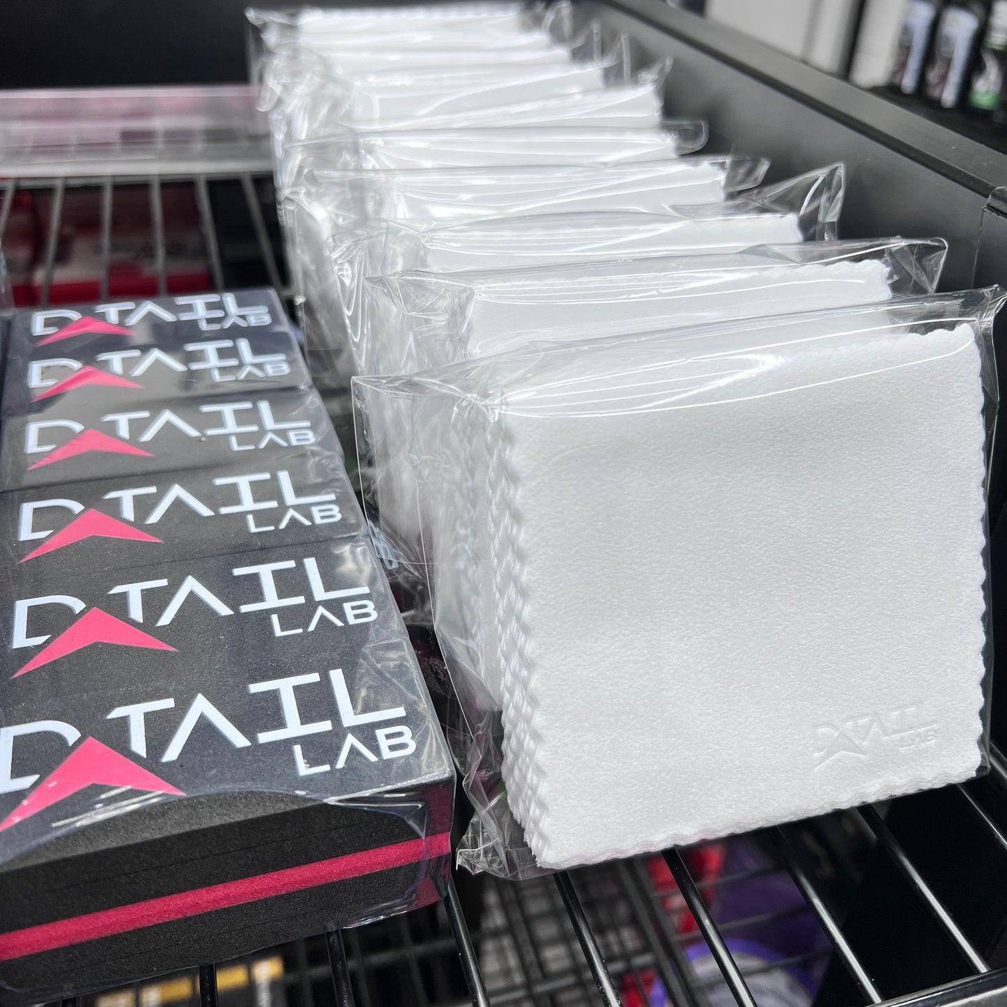 Ceramic Coating Application block and micro-suede swatch